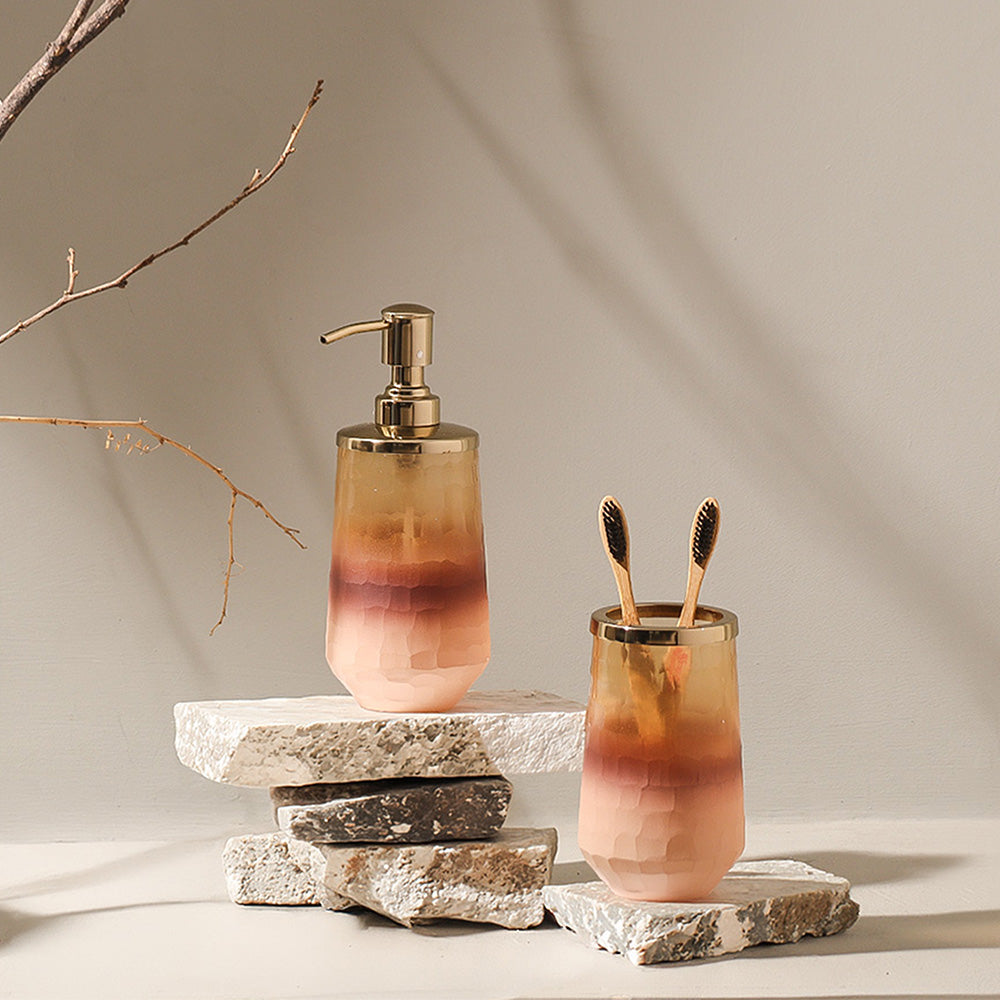 Iris Glass Toothbrush Tumbler - Pink Ombre