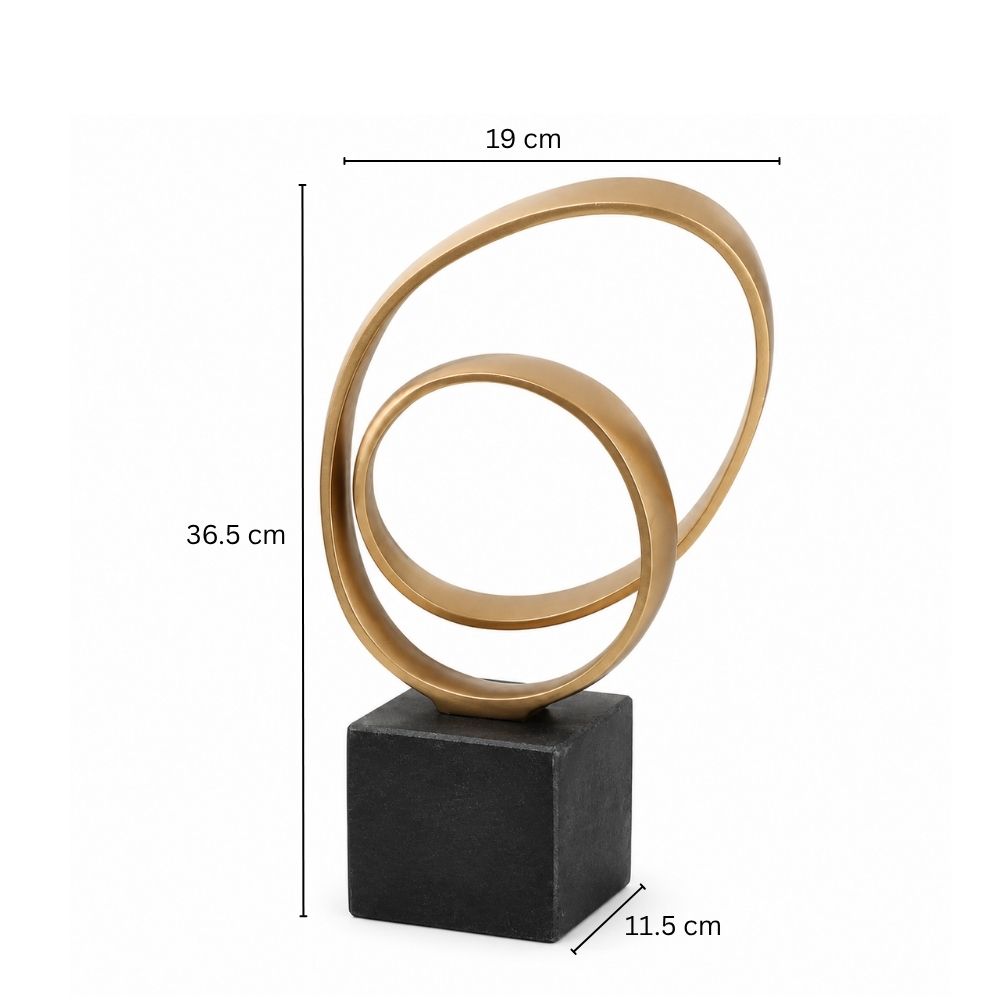 Lazo Metallic Sculpture with Marble Base Large - Gold Black