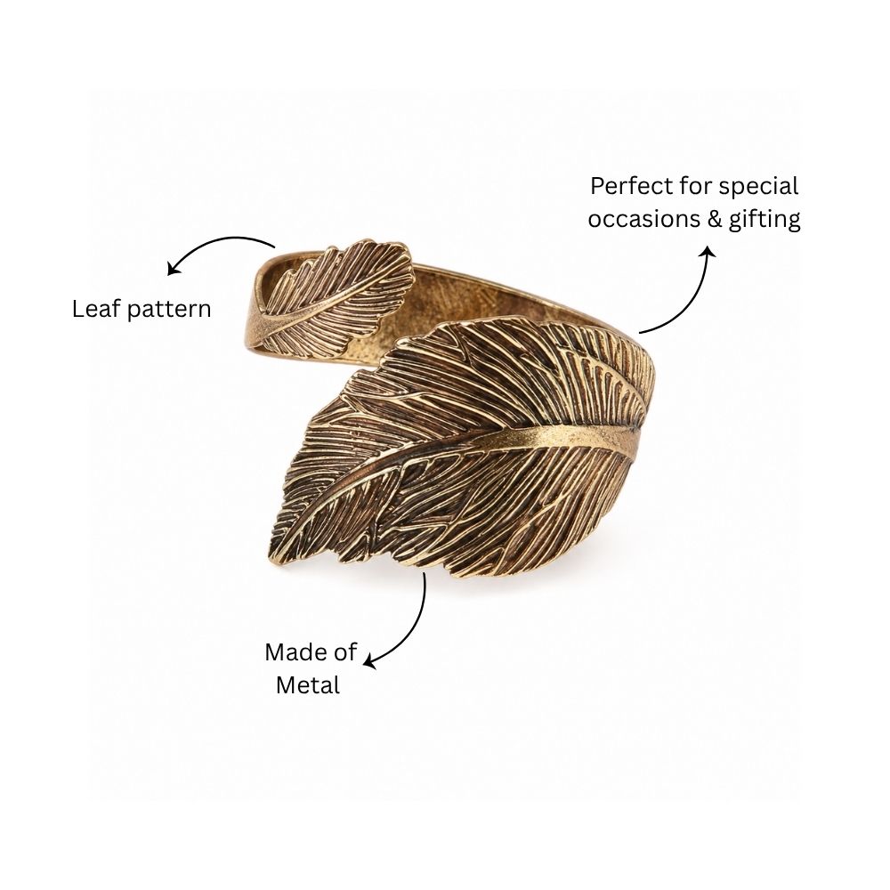 Leaf Napkin Rings, Set of 6 - Brass
