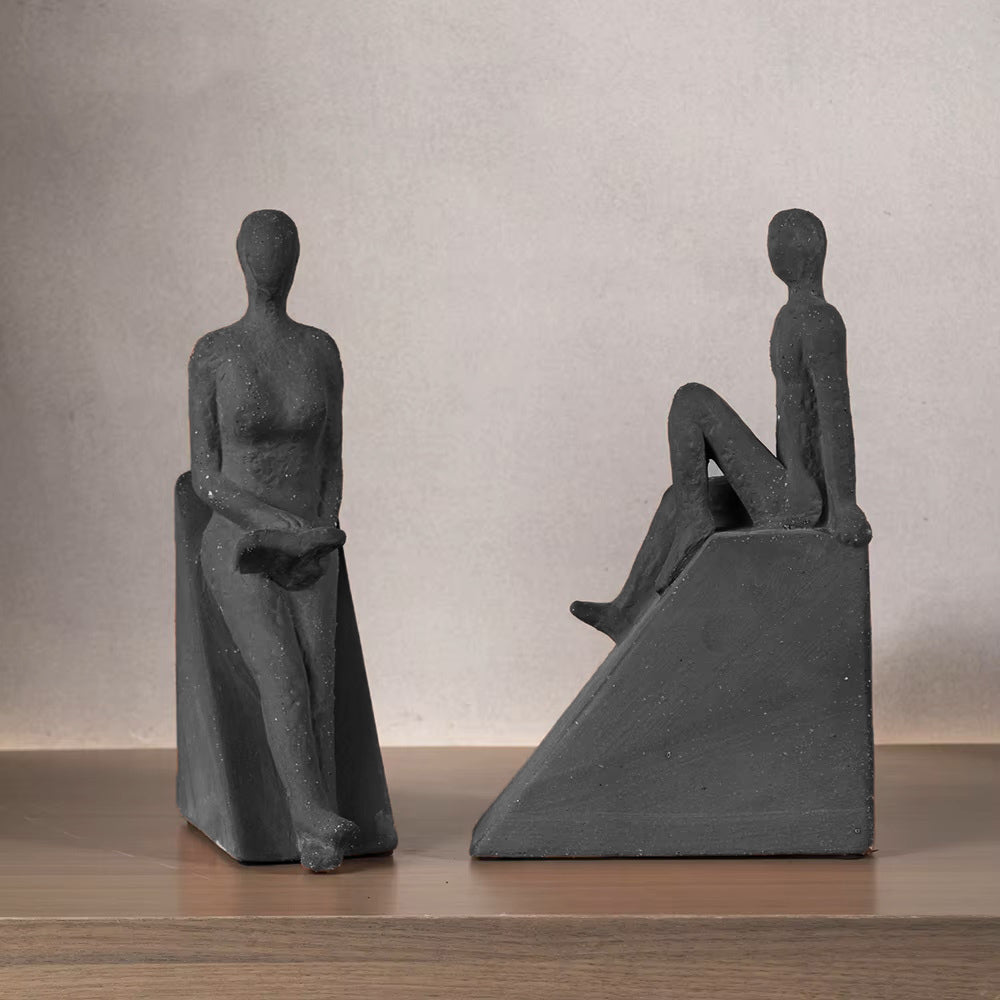 Leaning Woman Triangular Sculpture - Grey