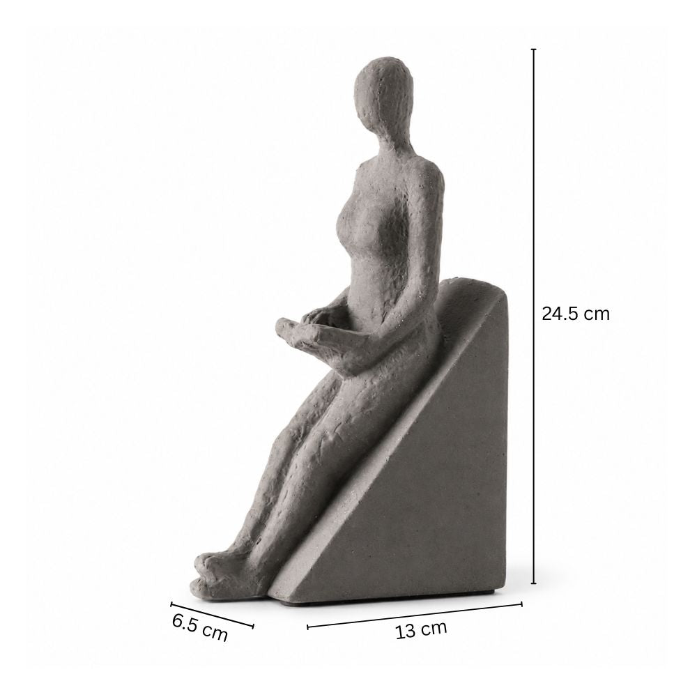 Leaning Woman Triangular Sculpture - Grey