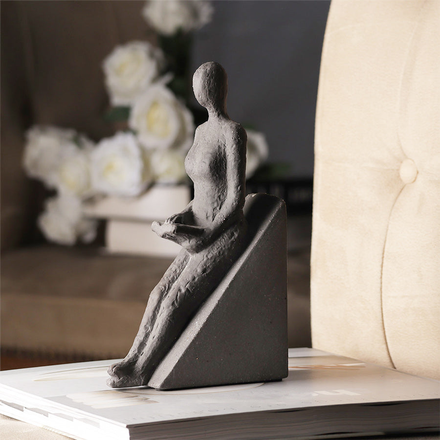 Leaning Woman Triangular Sculpture - Grey