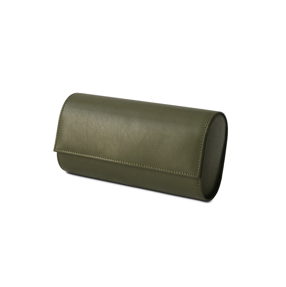 Leather Multi Watch Case - Olive Green