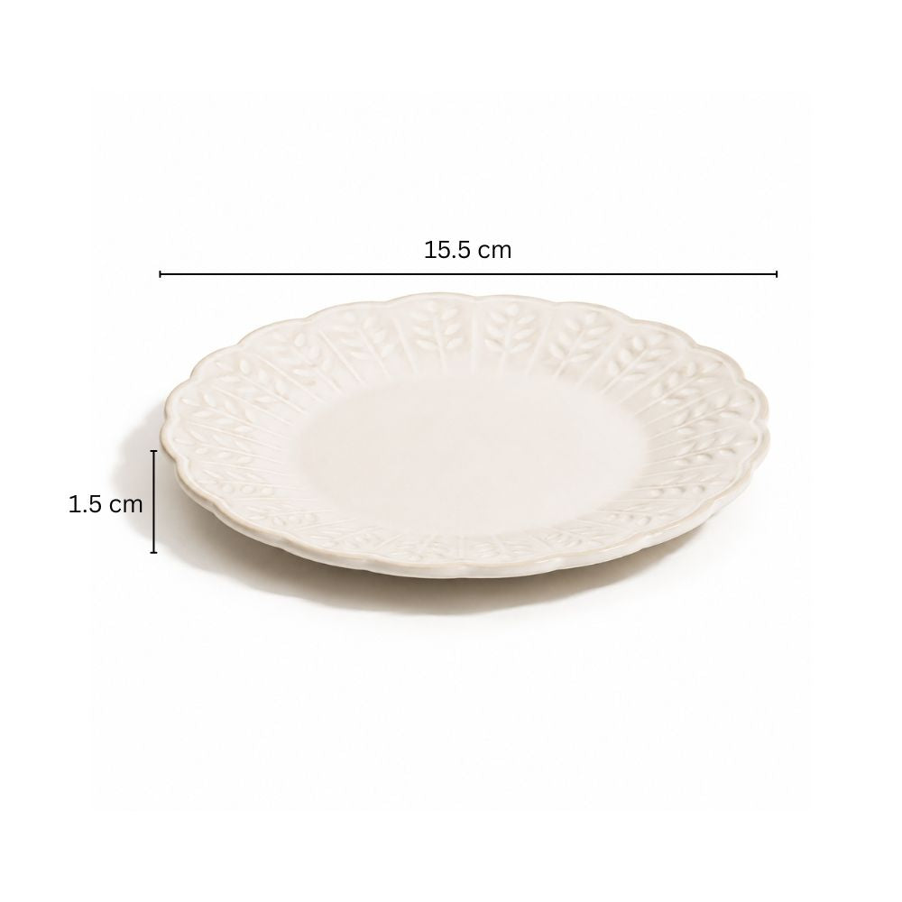 Leaves Ceramic Small Plate - White