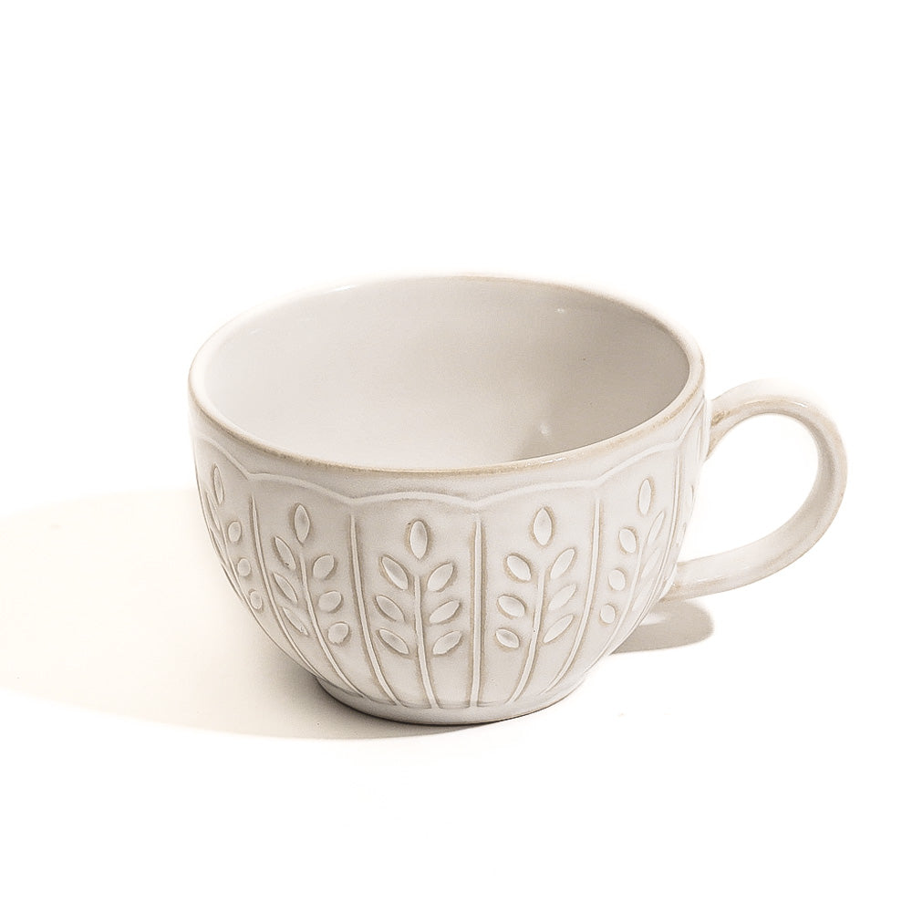Leaves Ceramic Coffee Cup - White