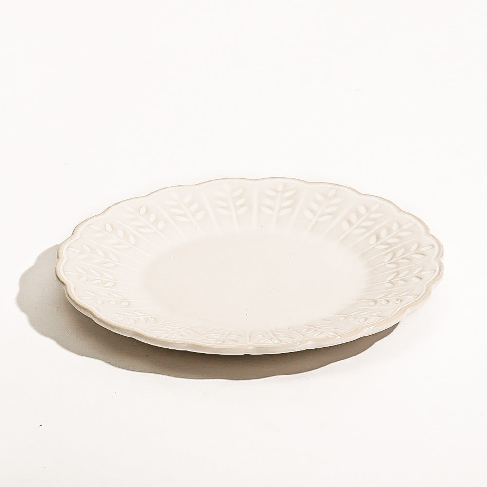 Leaves Ceramic Small Plate - White