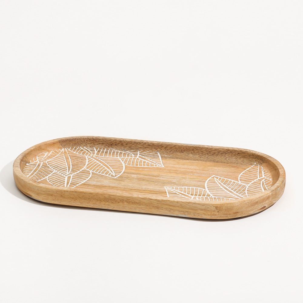 Leaves Wooden Oval Tray Medium