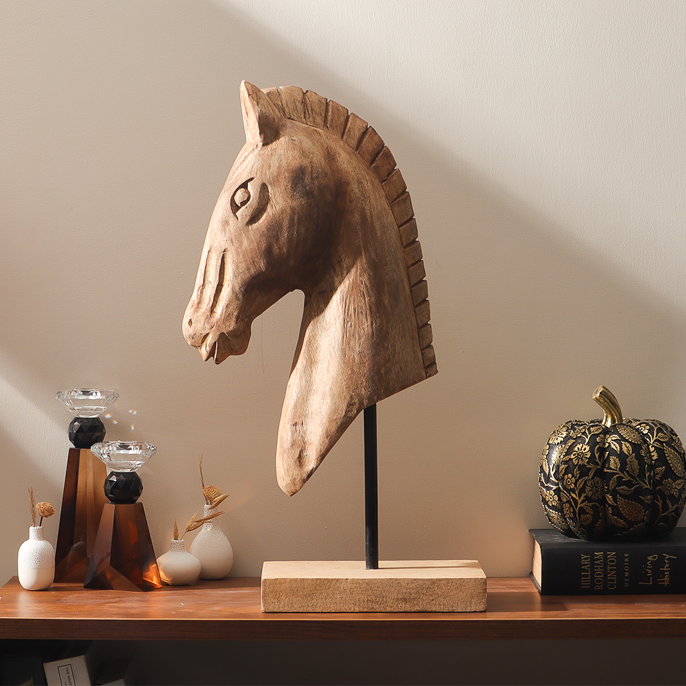 Legion Horse Wooden Sculpture Large - Natural