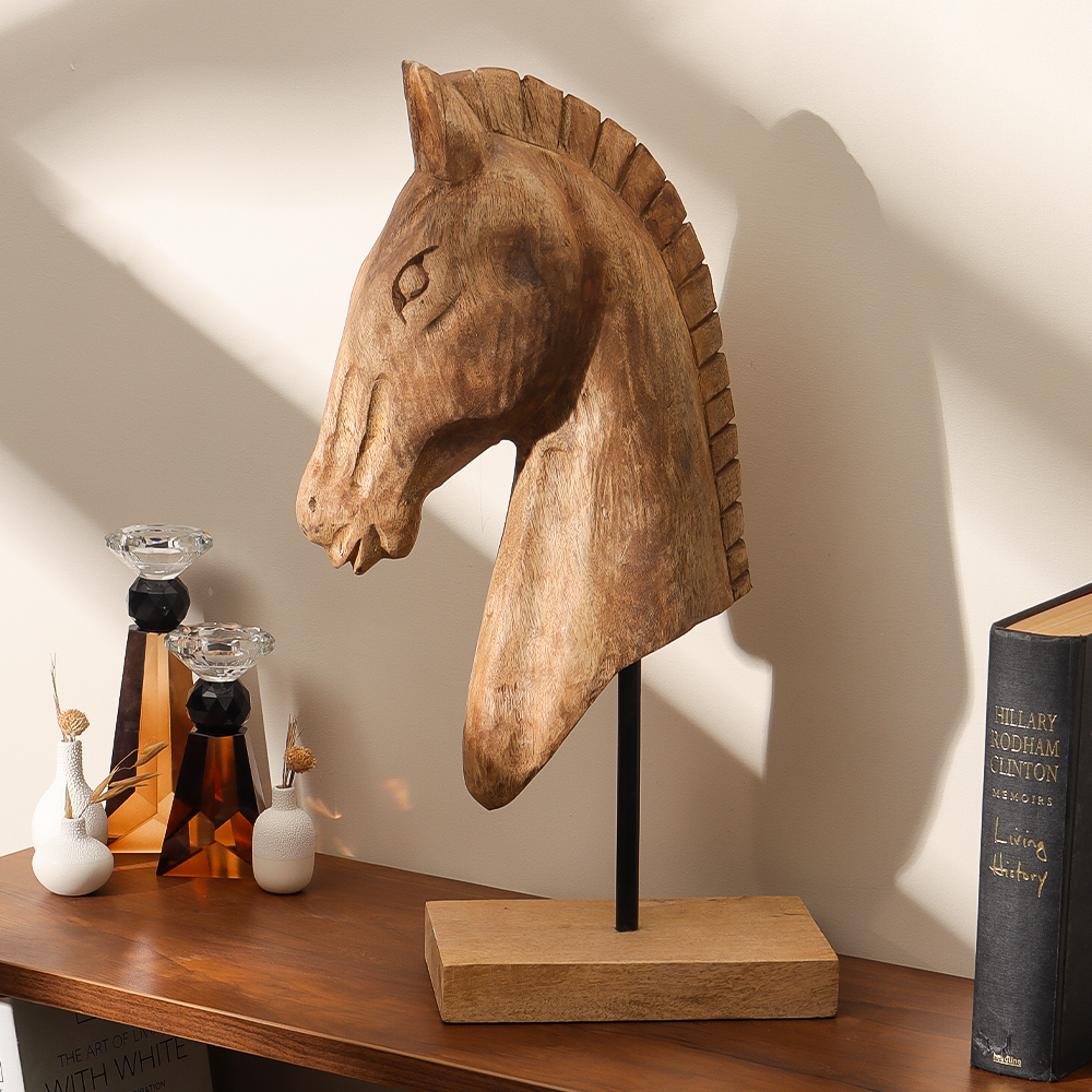 Legion Horse Wooden Sculpture Large - Natural