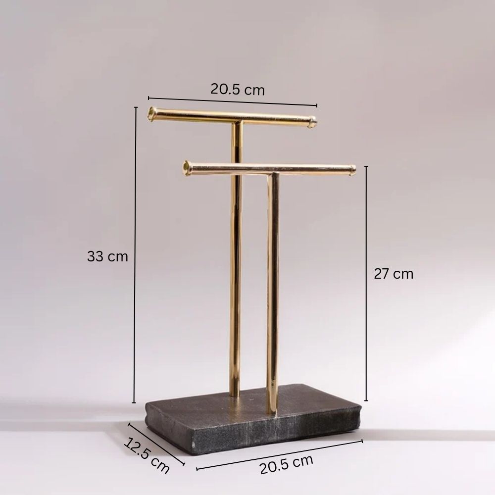 Lena Hand Towels Stand with Marble Base - Black Gold
