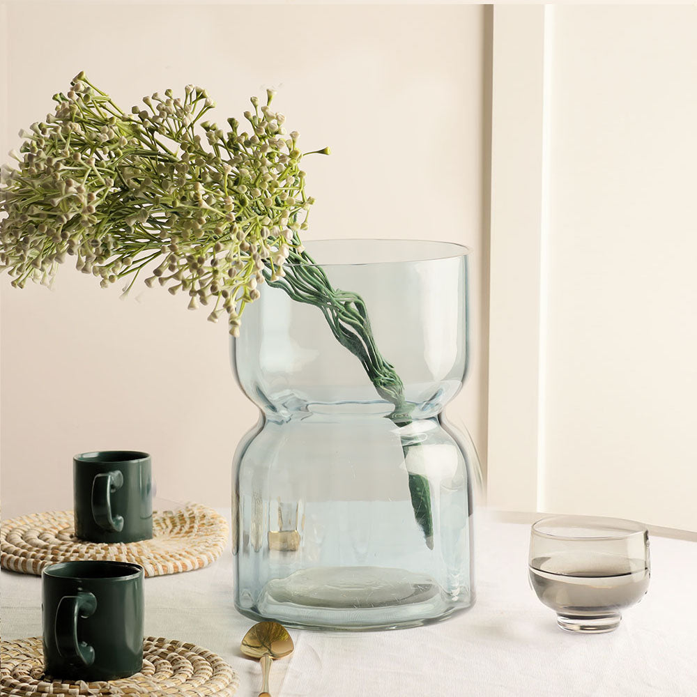 Ophelia Fluted Glass Vase Medium - Aqua