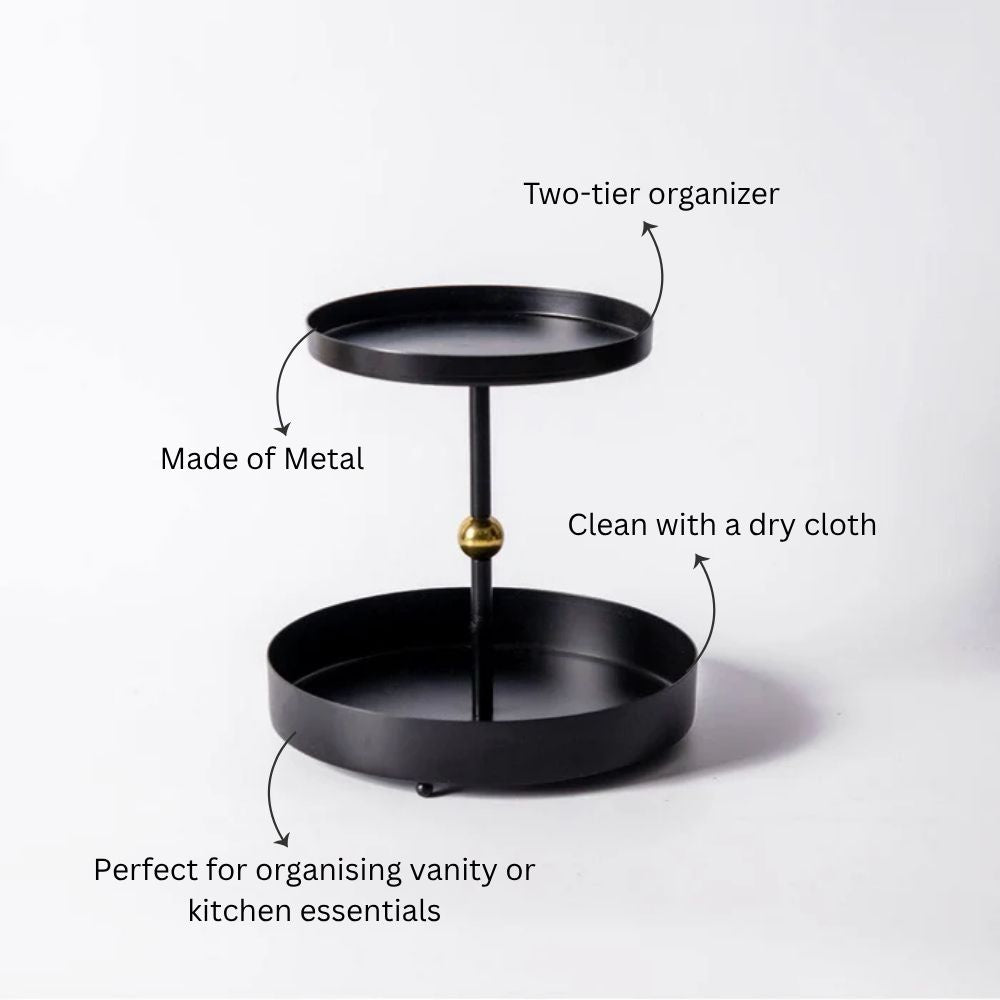 Liam 2-Tier Tray - Black Gold