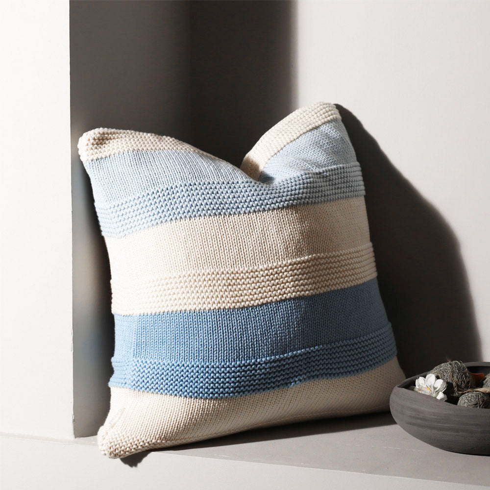 Sven Knitted Cushion Cover 50x50cm - Blue White