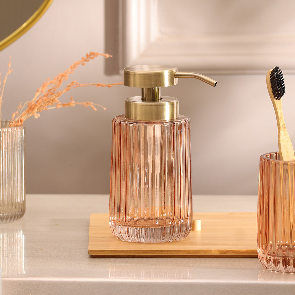 Lido Glass Soap Dispenser - Amber Rose