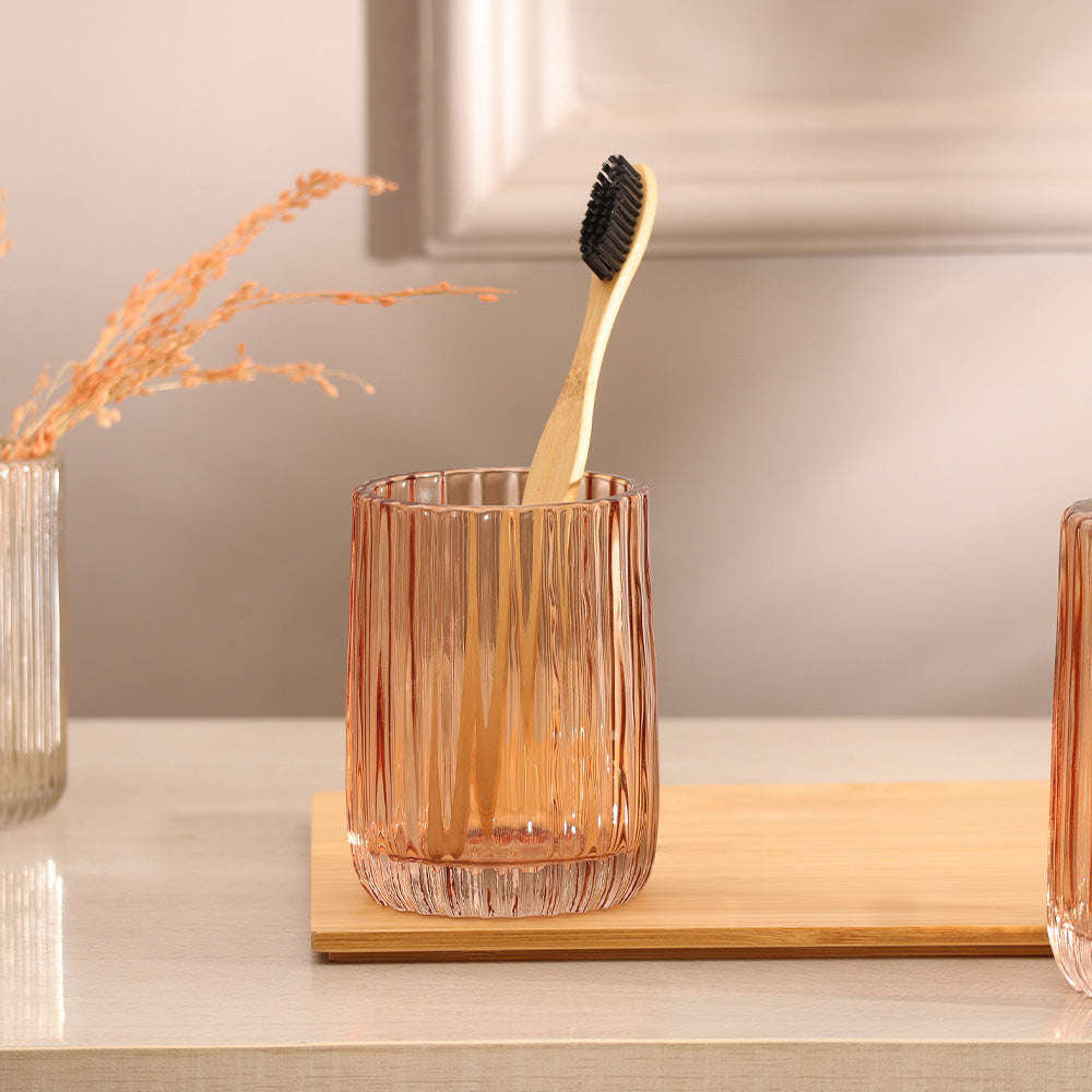 Lido Glass Toothbrush Tumbler - Amber Rose