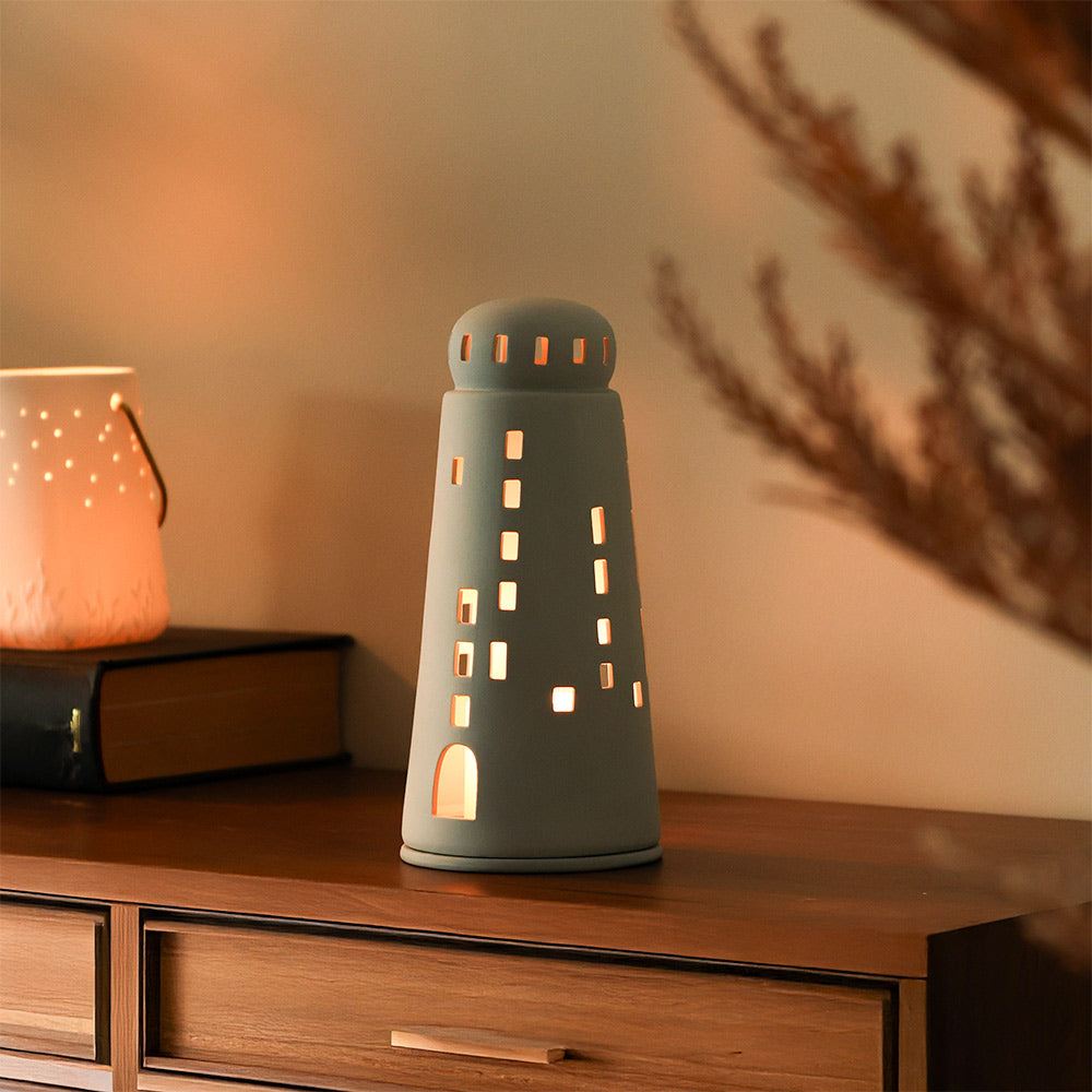 Lighthouse Tealight Holder & Sculpture Tall - Grey
