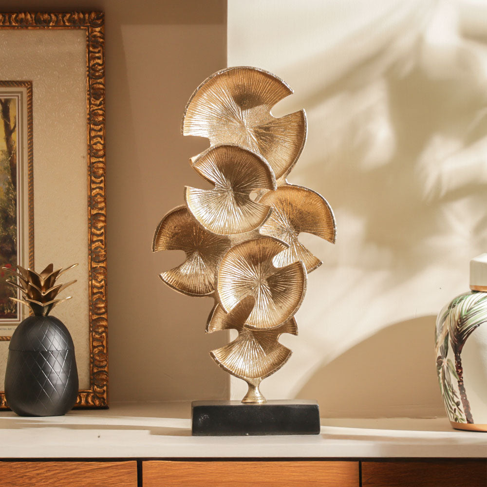 Lily Pad Metal Sculpture Large - Gold Black