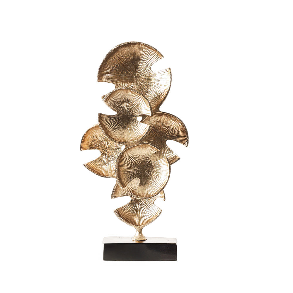 Lily Pad Metal Sculpture Large - Gold Black