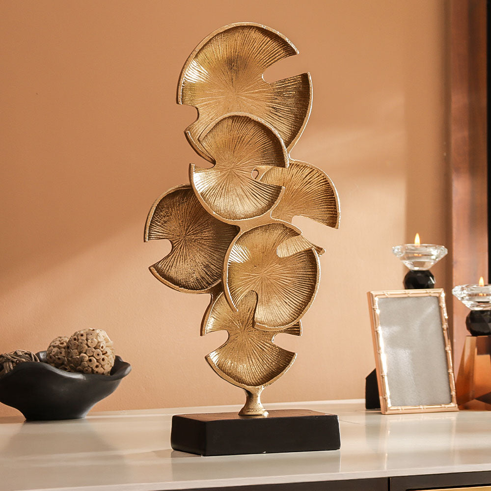 Lily Pad Metal Sculpture Large - Gold Black