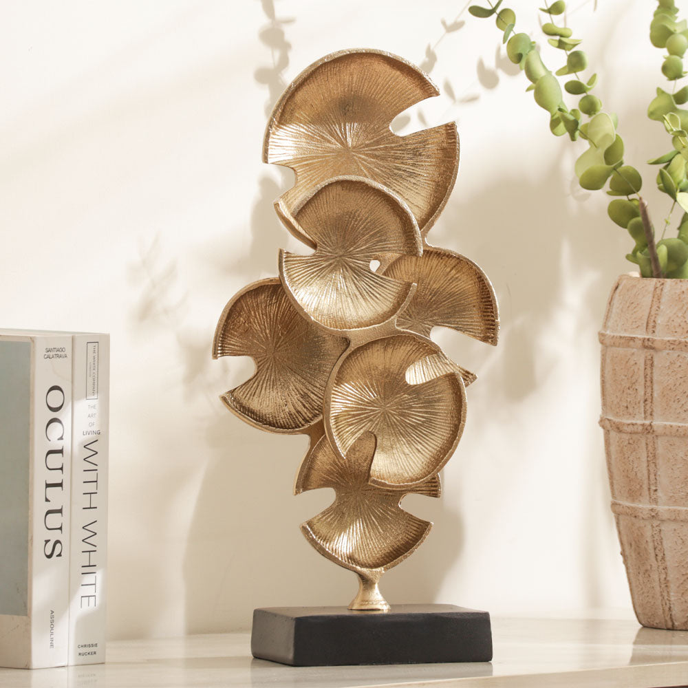 Lily Pad Metal Sculpture Large - Gold Black