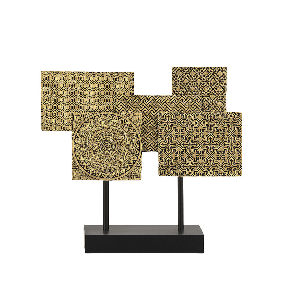 Linden Abstract Tiles Sculpture - Black Gold