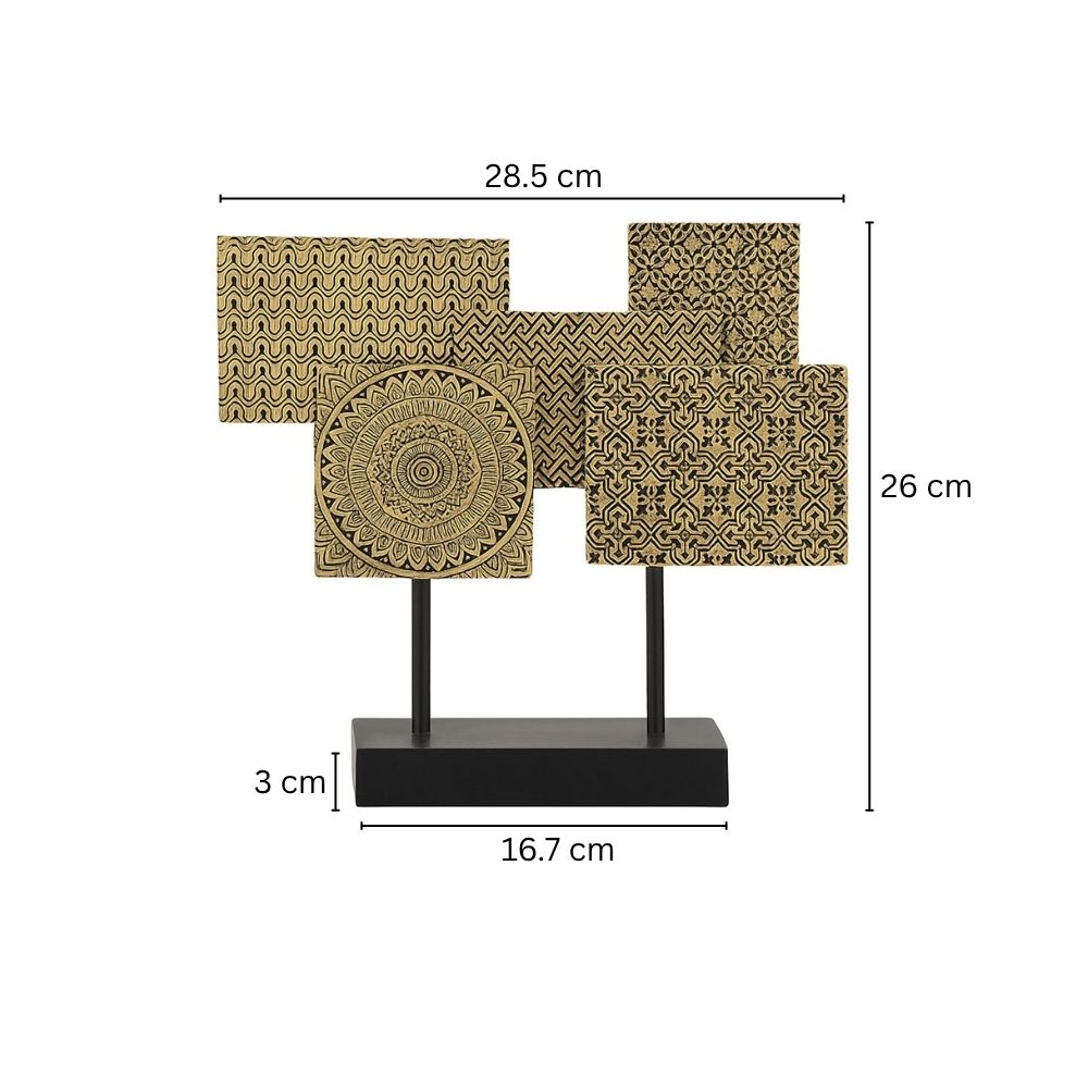 Linden Abstract Tiles Sculpture - Black Gold