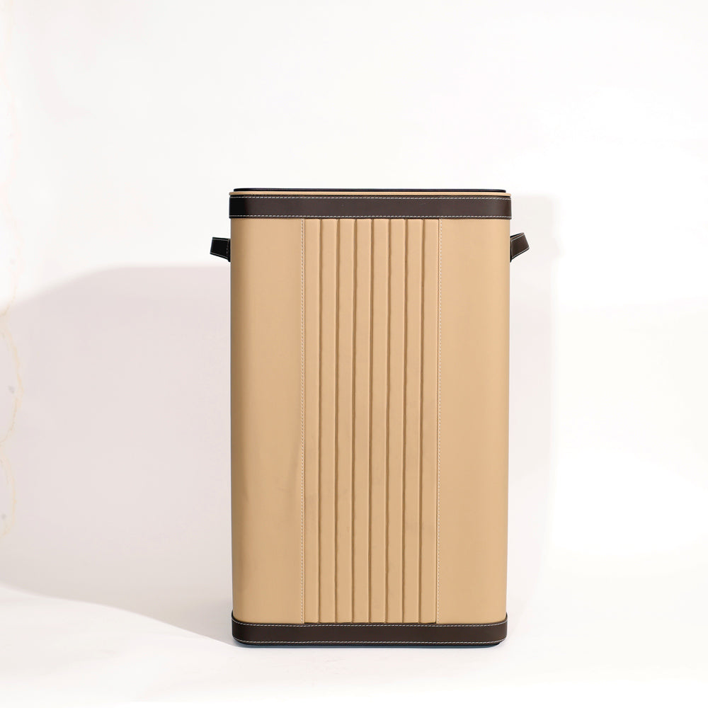 Coda Striped Laundry Bin with Lid - Beige Brown