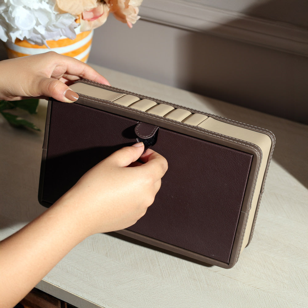 Coda Striped Tissue Box Holder - Beige Brown