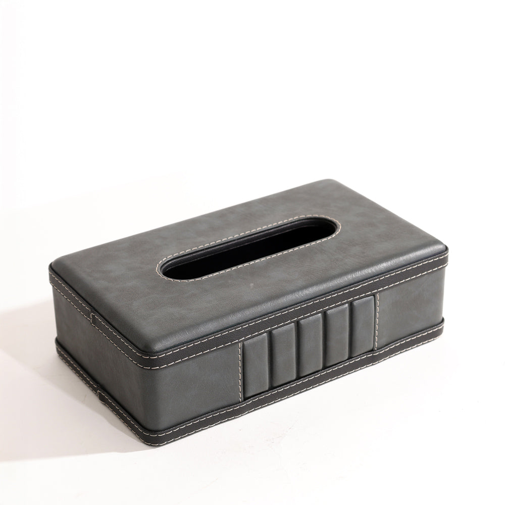 Coda Striped Tissue Box Holder - Grey Black