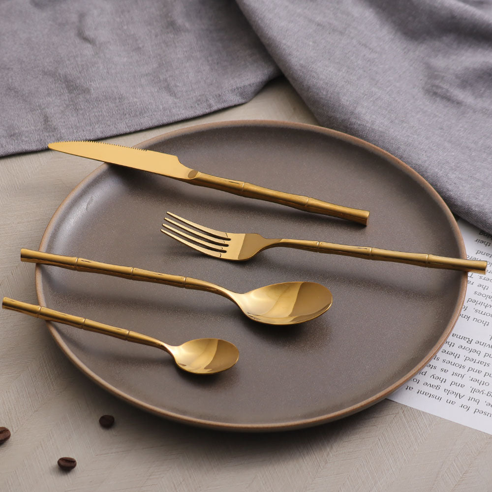 Lines 24-Piece Cutlery Set - Gold