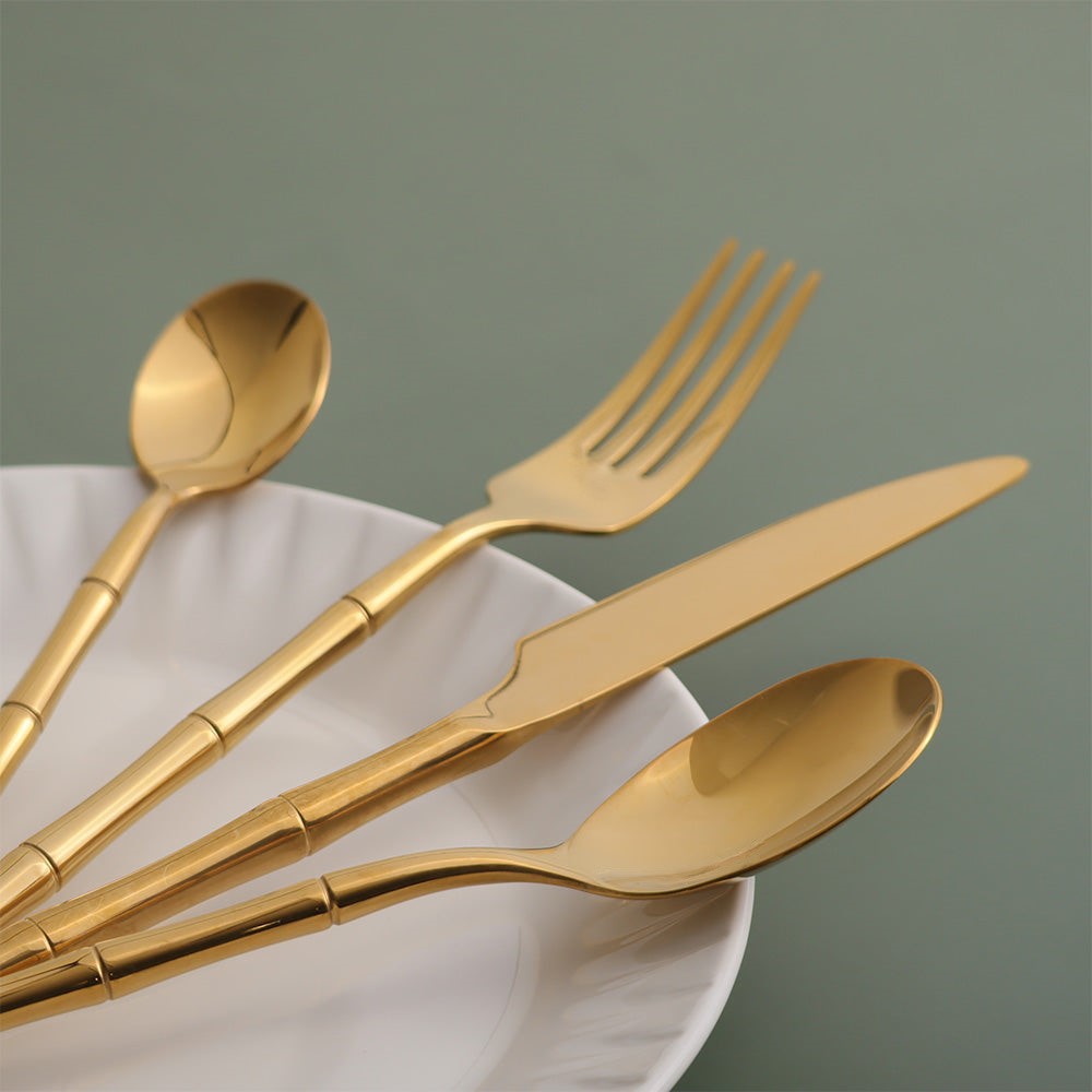 Lines 24-Piece Cutlery Set - Gold