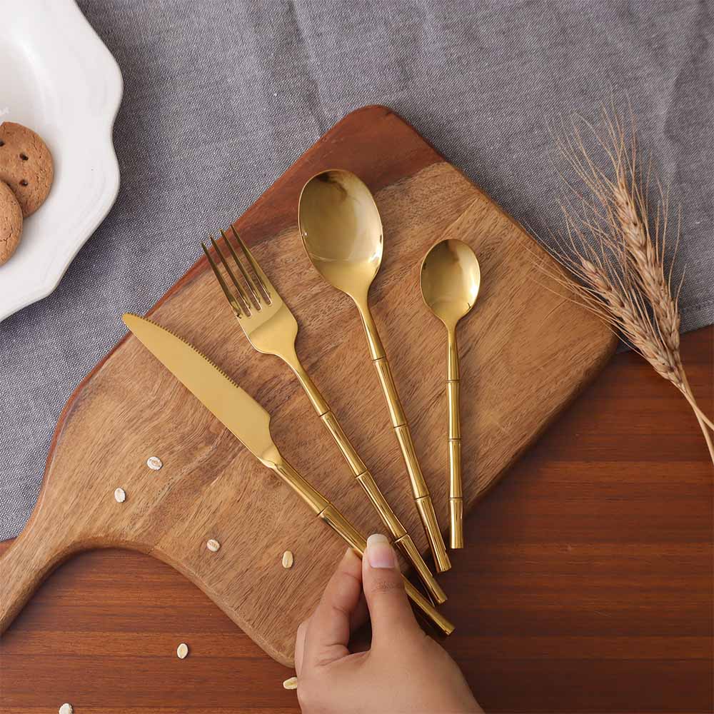 Lines 24-Piece Cutlery Set - Gold