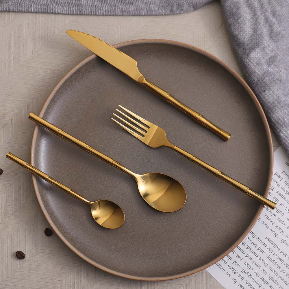 Lines 24-Piece Cutlery Set - Gold