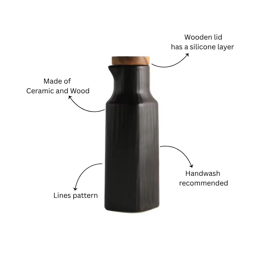 Lines Ceramic Oil Bottle - Black