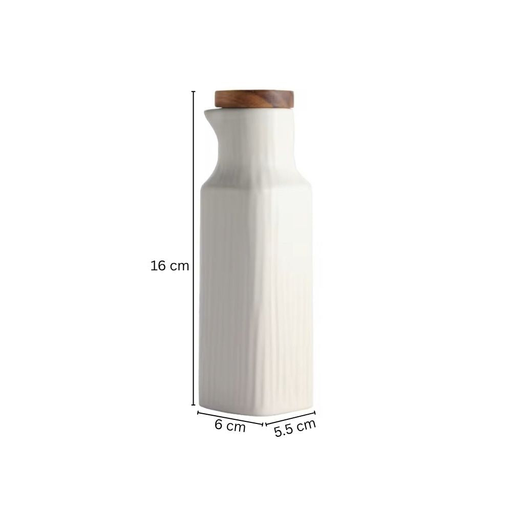 Lines Ceramic Oil Bottle - White