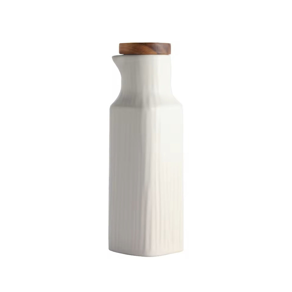 Lines Ceramic Oil Bottle - White