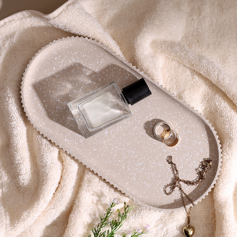 Lines Oval Tray - Speckled Taupe