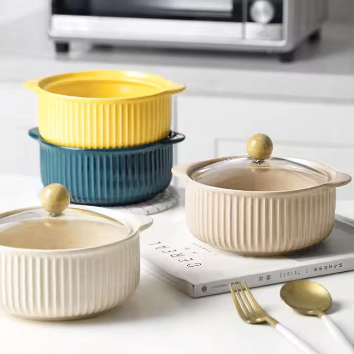 Shire Ceramic Serving Pot with Glass Lid - Cream