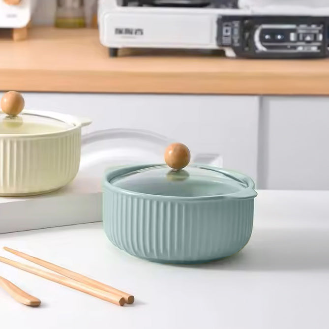 Shire Ceramic Serving Pot with Glass Lid - Sky Blue