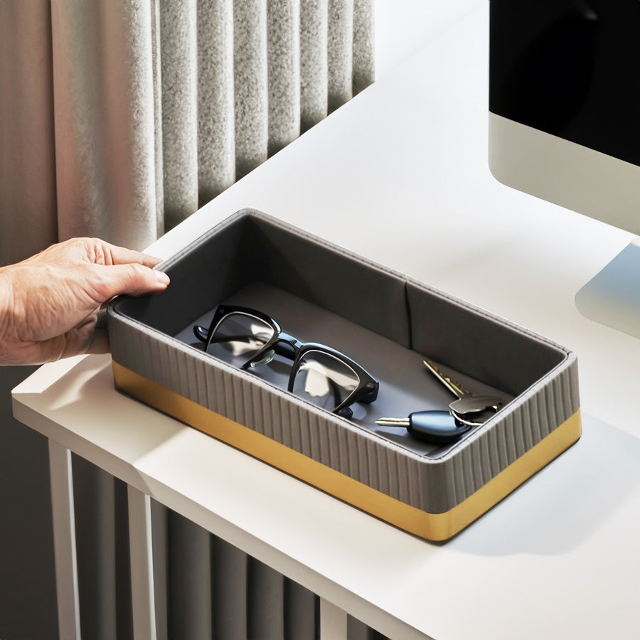 Everly Valet Tray - Dark Grey & Gold