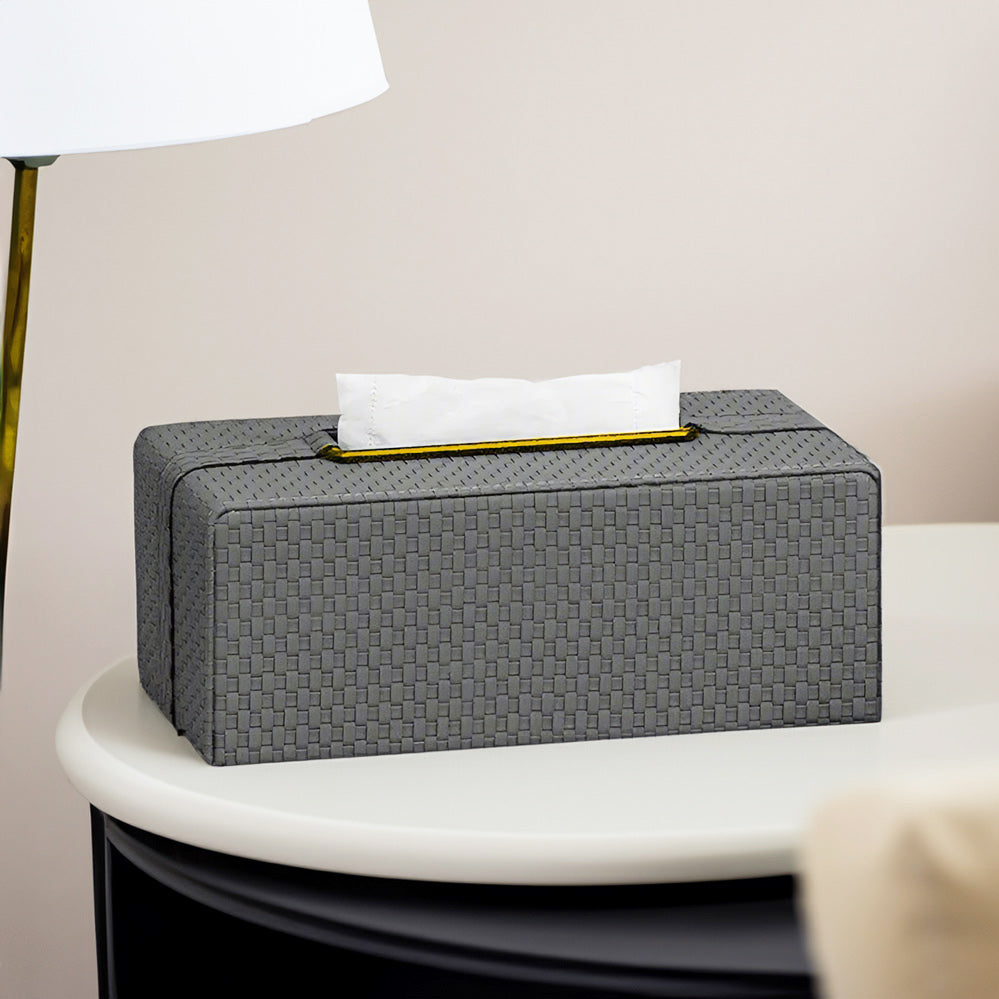 Links Tissue Box Holder - Dark Grey & Gold