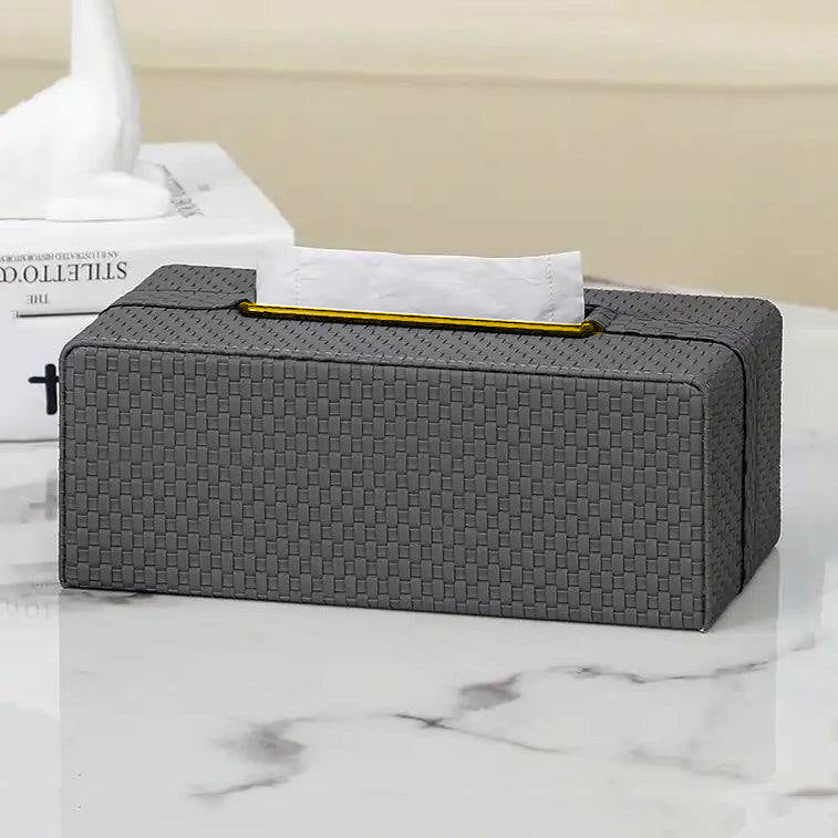 Links Tissue Box Holder - Dark Grey & Gold