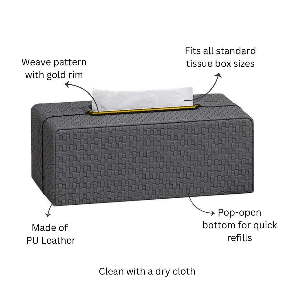 Links Tissue Box Holder - Dark Grey & Gold
