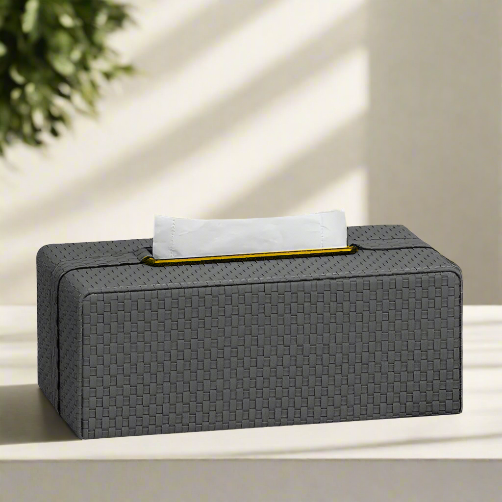 Links Tissue Box Holder - Dark Grey & Gold