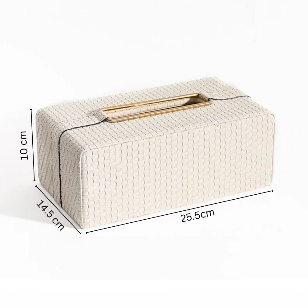 Links Tissue Box Holder - Ivory & Gold