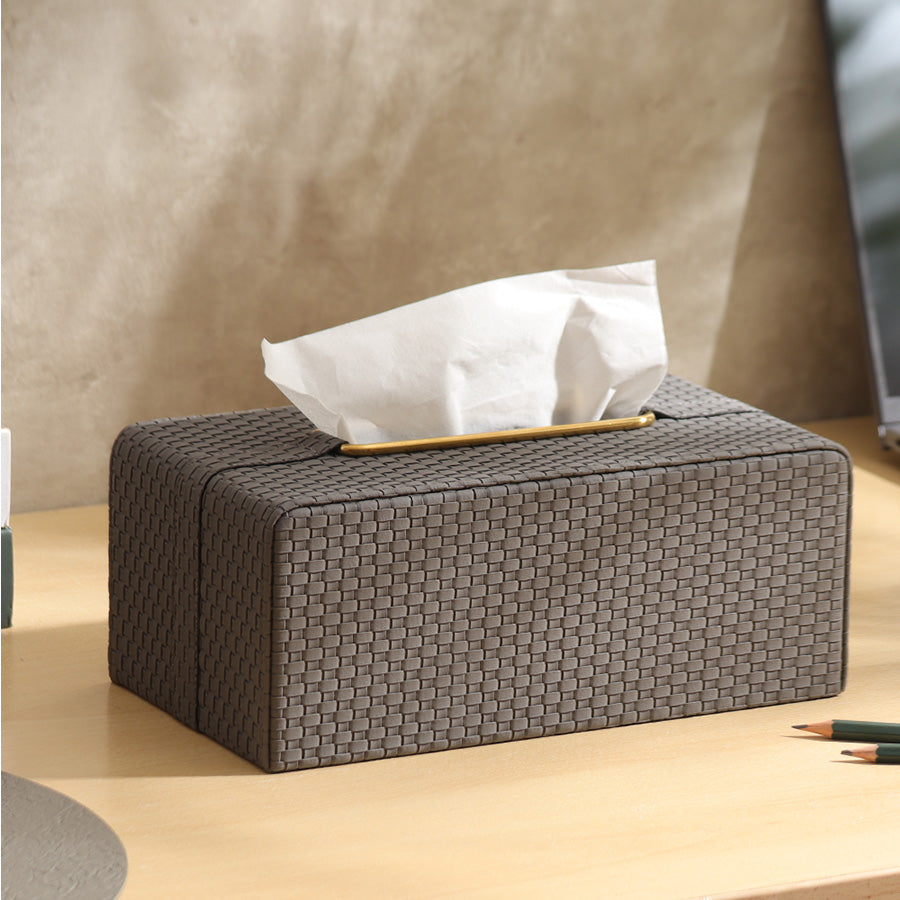 Links Tissue Box Holder - Dark Grey & Gold