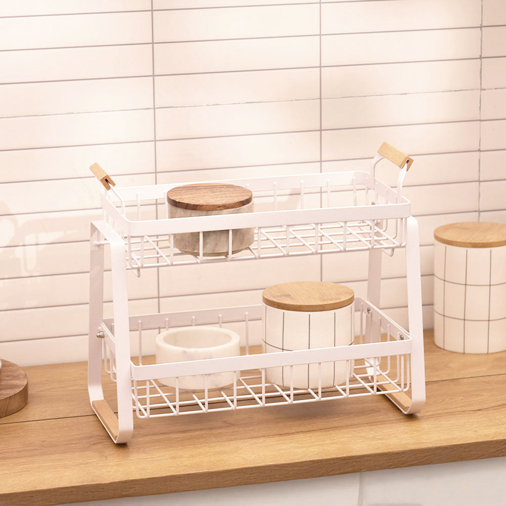 Locke 2-Tier Shelf with Removable Tray - White Natural