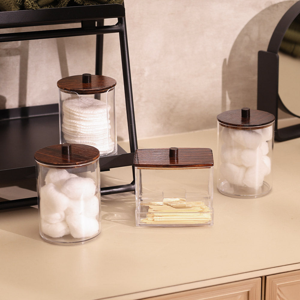 Lockz Vanity Storage Jars, Set of 4 - Clear Brown