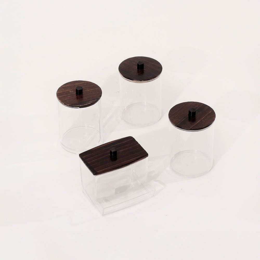 Lockz Vanity Storage Jars, Set of 4 - Clear Brown
