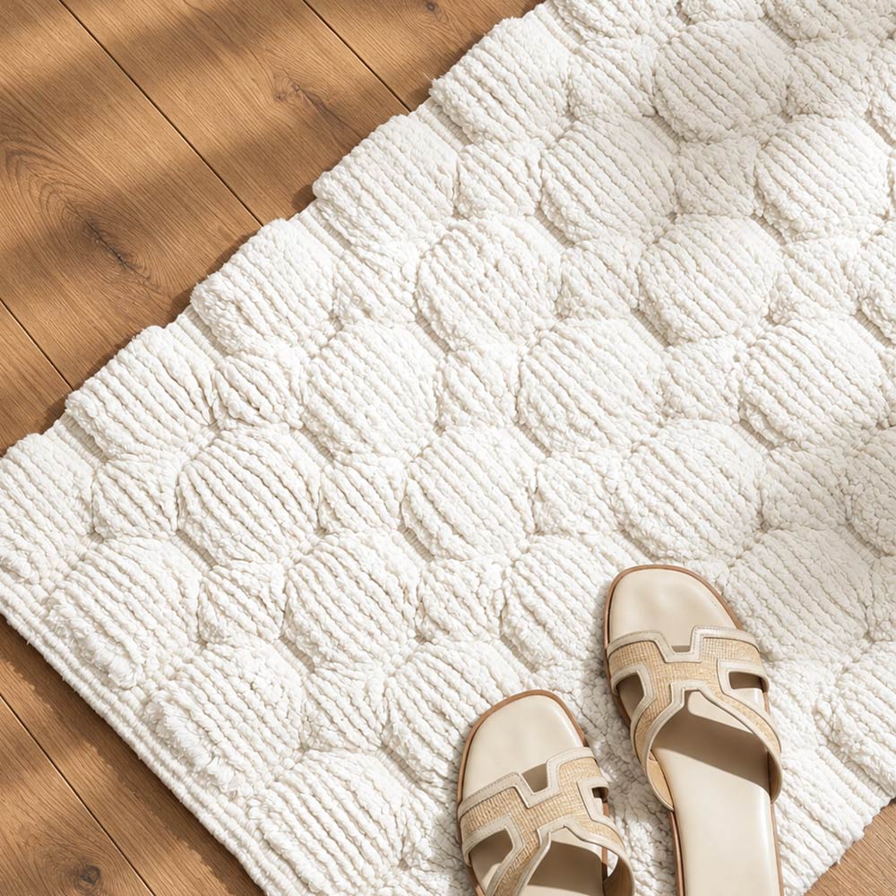 Louis Trellis Handloom Bathmat - Ivory